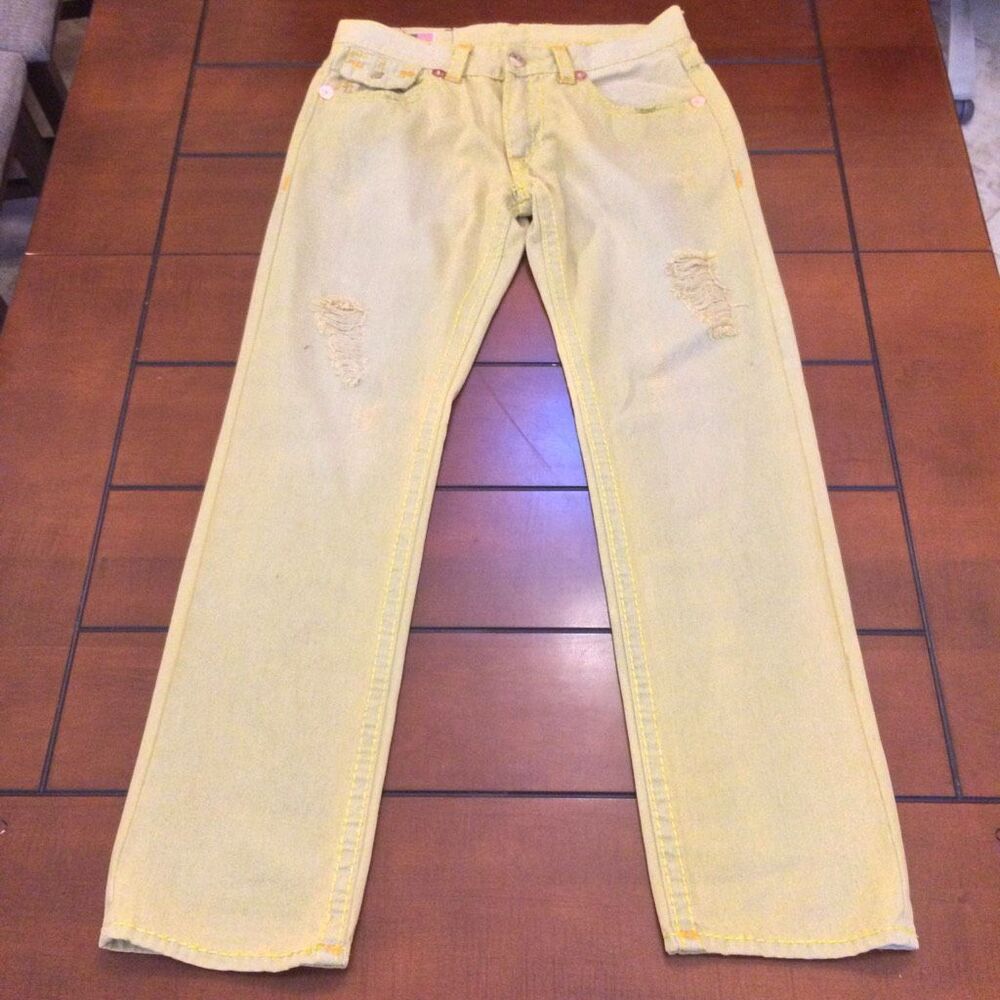 True Religion yellow wash jeans 36